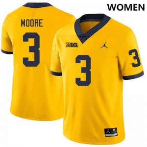 #3 Fredrick Moore University of Michigan Yellow Youth Jersey 2025 College Football 430670-480