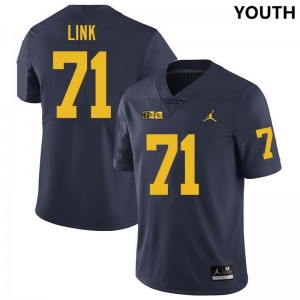 #71 Evan Link Michigan Navy Youth Jersey NCAA College Football 534042-410