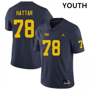 #78 Lawrence Hattar University of Michigan Navy Youth Jerseys Player College Football 467942-375
