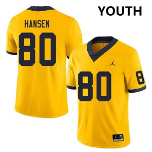 #80 Hogan Hansen Wolverines Yellow Youth Jerseys Official College Football 677692-607