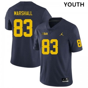 #83 Zack Marshall University of Michigan Navy Youth Jersey Replica College Football 658341-619