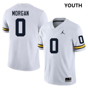 #0 Semaj Morgan Michigan White Youth Jersey Embroidery College Football 116306-504
