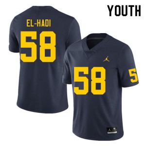 #58 Giovanni El-Hadi University of Michigan Navy Youth Jerseys Game College Football 287198-862