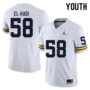 #58 Giovanni El-Hadi Wolverines White Youth Jersey 2025-26 College Football 161064-713
