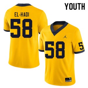 #58 Giovanni El-Hadi Wolverines Yellow Youth Jersey University College Football 332134-553