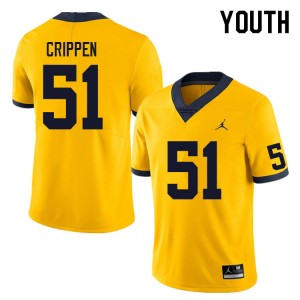 #51 Greg Crippen Michigan Wolverines Yellow Youth Jersey Alumni College Football 352338-910