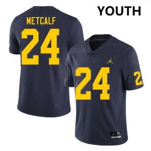 #24 Tevis Metcalf Michigan Wolverines Navy Youth Jersey University College Football 645675-993