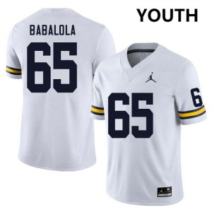 #65 Andrew Babalola Michigan Wolverines White Youth Jersey University College Football 977725-155