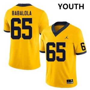 #65 Andrew Babalola Michigan Wolverines Yellow Youth Jersey High School College Football 890786-644
