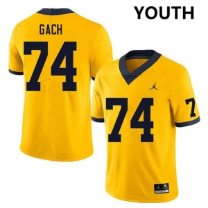 #74 Avery Gach Wolverines Yellow Youth Jerseys Player College Football 931760-773