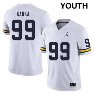 #99 Bobby Kanka Michigan White Youth Jerseys Game College Football 306352-506