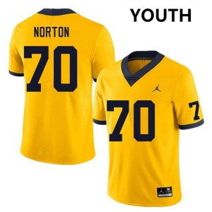 #70 Brady Norton Michigan Yellow Youth Jerseys Game College Football 351626-820