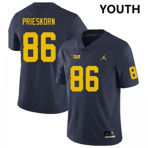#86 Brady Prieskorn University of Michigan Navy Youth Jerseys Official College Football 812483-944
