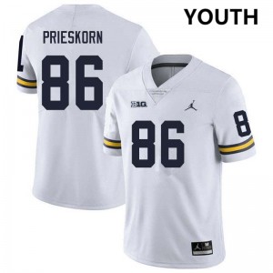 #86 Brady Prieskorn Wolverines White Youth Jersey Game College Football 262968-542