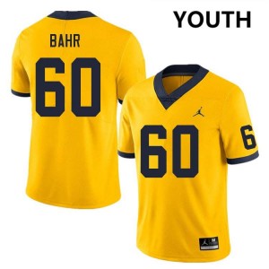 #60 Brooks Bahr University of Michigan Yellow Youth Jersey NCAA College Football 205621-743