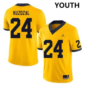 #24 Bryson Kuzdzal Michigan Yellow Youth Jerseys Player College Football 204357-987