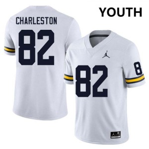 #82 C.J. Charleston Michigan White Youth Jersey Official College Football 654471-118