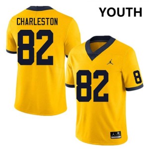 #82 C.J. Charleston Michigan Yellow Youth Jersey NCAA College Football 660915-305
