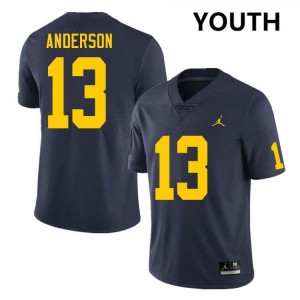 #13 Caleb Anderson Michigan Wolverines Navy Youth Jersey Game College Football 945079-631