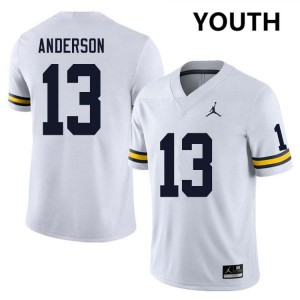 #13 Caleb Anderson Michigan Wolverines White Youth Jerseys Game College Football 428013-928