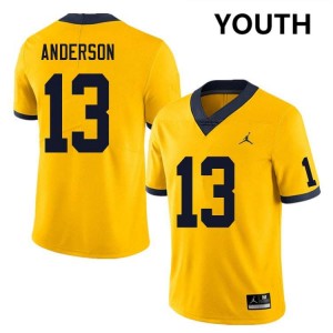 #13 Caleb Anderson University of Michigan Yellow Youth Jersey High School College Football 661798-253