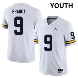 #9 Cameron Brandt Wolverines White Youth Jerseys Player College Football 500559-188