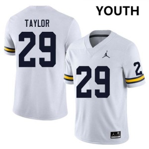 #29 Chase Taylor Wolverines White Youth Jersey High School College Football 927955-306