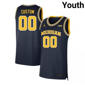 #00 Custom Michigan Wolverines Navy Youth Jerseys 2025-26 College Basketball 242030-247