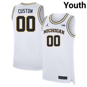 #00 Custom Michigan White Youth Jerseys 2025-26 College Basketball 527971-649