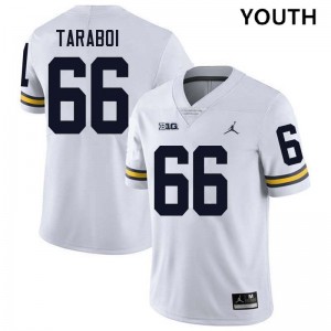 #66 Dan Taraboi Wolverines White Youth Jersey Embroidery College Football 260814-297