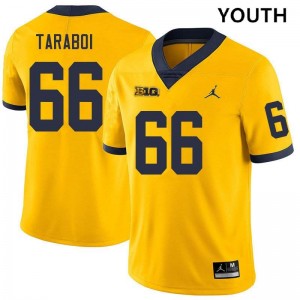 #66 Dan Taraboi Michigan Yellow Youth Jerseys University College Football 218485-605