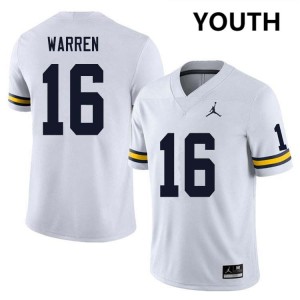 #16 Davis Warren Michigan Wolverines White Youth Jersey Player College Football 292520-781