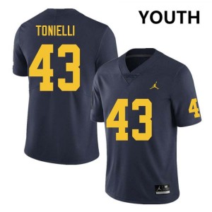 #43 Deakon Tonielli University of Michigan Navy Youth Jersey Replica College Football 738156-409