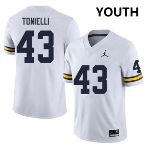 #43 Deakon Tonielli University of Michigan White Youth Jerseys Limited College Football 646920-743