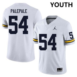 #54 Deyvid Palepale University of Michigan White Youth Jerseys Official College Football 450699-663