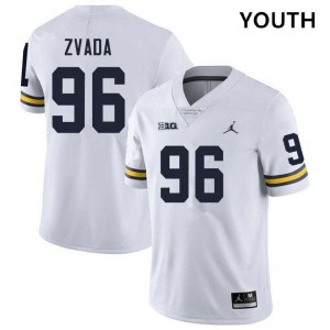#96 Dominic Zvada Wolverines White Youth Jersey High School College Football 444227-365