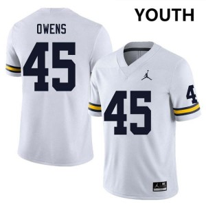 #45 Eli Owens Wolverines White Youth Jersey Replica College Football 185048-262
