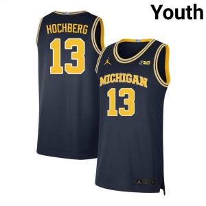 #13 Harrison Hochberg University of Michigan Navy Youth Jersey NCAA College Basketball 569876-989