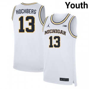 #13 Harrison Hochberg Wolverines White Youth Jersey 2025-26 College Basketball 532993-735