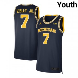 #7 Howard Eisley Jr. University of Michigan Navy Youth Jerseys NCAA College Basketball 727795-494