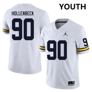 #90 Hudson Hollenbeck University of Michigan White Youth Jerseys Official College Football 418240-364