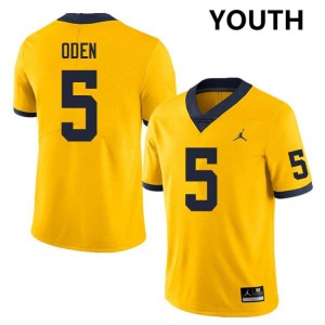 #5 Jacob Oden Michigan Yellow Youth Jersey High School College Football 326806-227