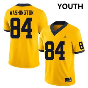 #84 Jacob Washington Michigan Yellow Youth Jersey Official College Football 962537-600