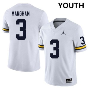 #3 Jaden Mangham Michigan Wolverines White Youth Jersey Player College Football 326020-616