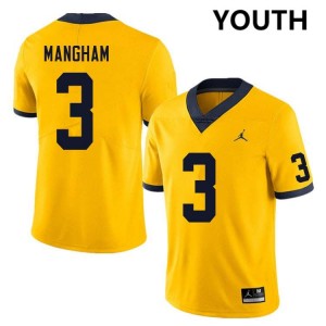 #3 Jaden Mangham University of Michigan Yellow Youth Jerseys 2025-26 College Football 929012-423
