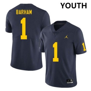 #1 Jaishawn Barham Wolverines Navy Youth Jerseys Embroidery College Football 378433-876
