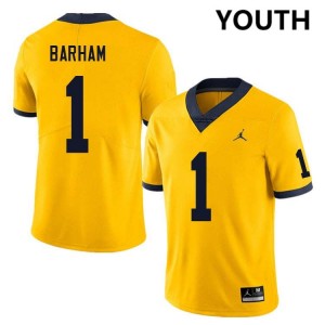 #1 Jaishawn Barham University of Michigan Yellow Youth Jerseys University College Football 454448-903