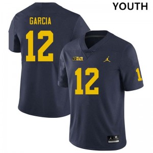 #12 Jake Garcia University of Michigan Navy Youth Jerseys NCAA College Football 526060-627