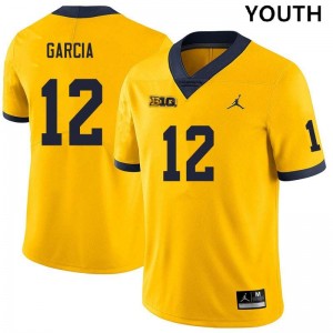 #12 Jake Garcia Michigan Yellow Youth Jersey Alumni College Football 785495-849
