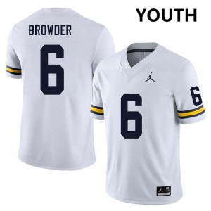 #6 Jamar Browder University of Michigan White Youth Jersey Stitched College Football 190551-619